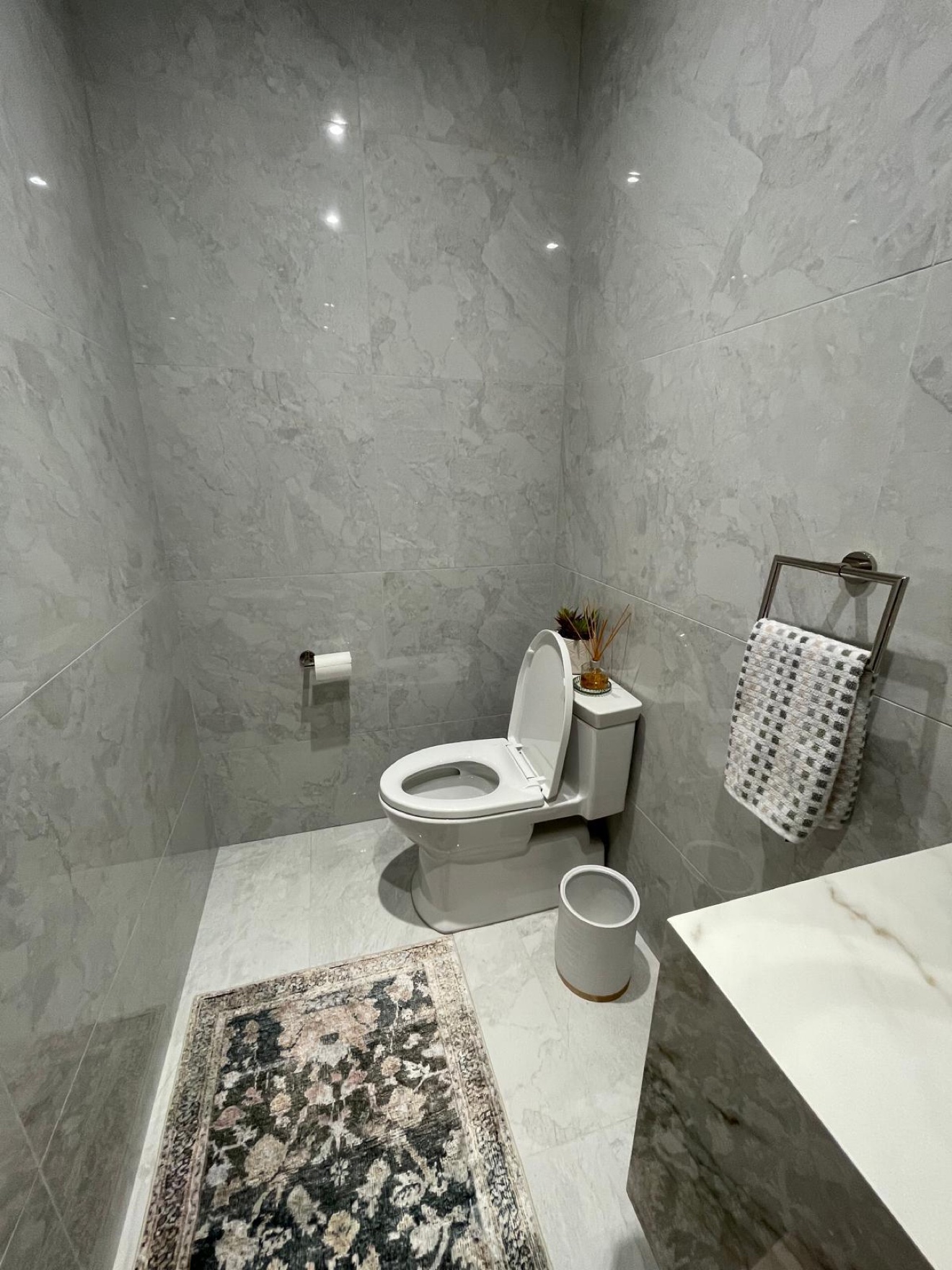 Modern bathroom renovation with tiled shower — Rouge Home Development Inc., GTA