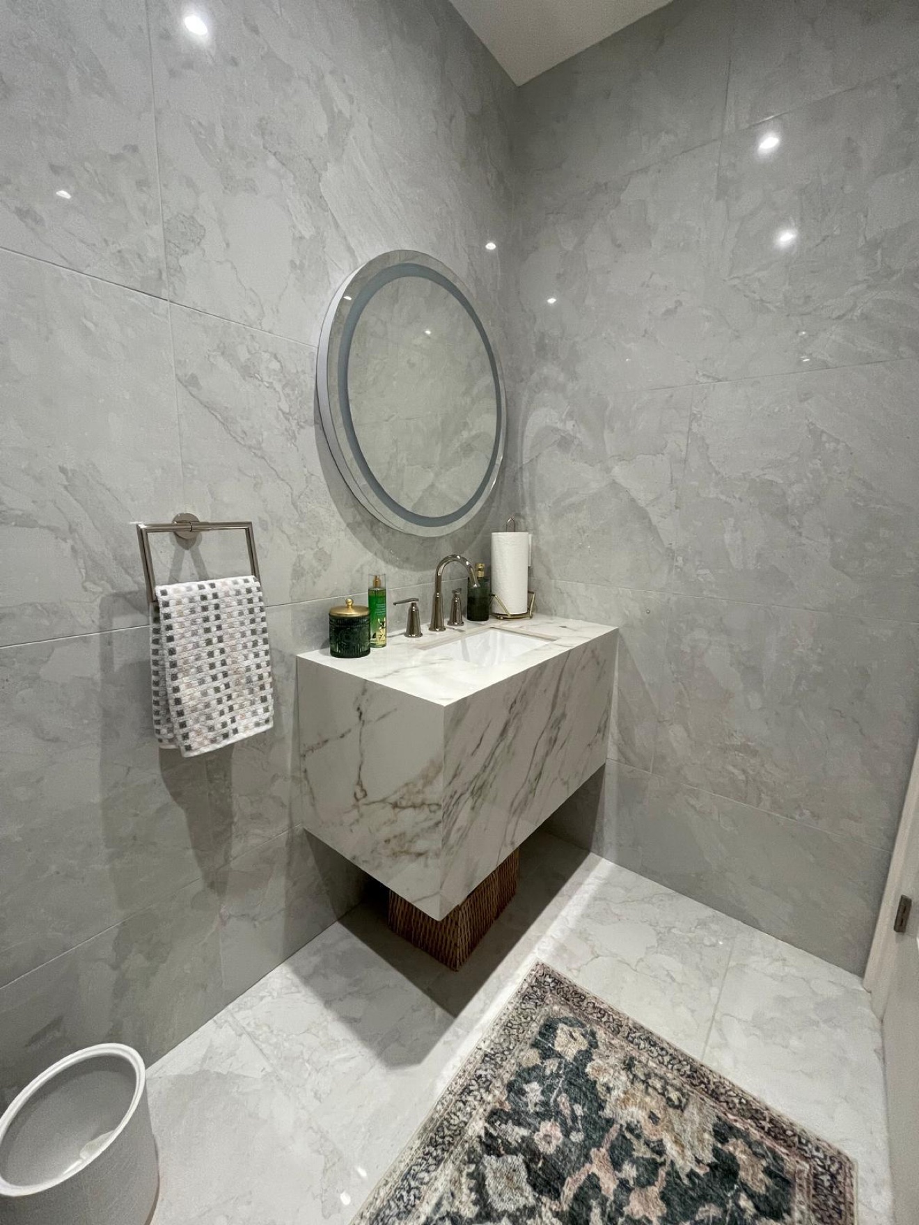 Completed bathroom remodel with vanity and glass enclosure — Rouge Home Development Inc., GTA