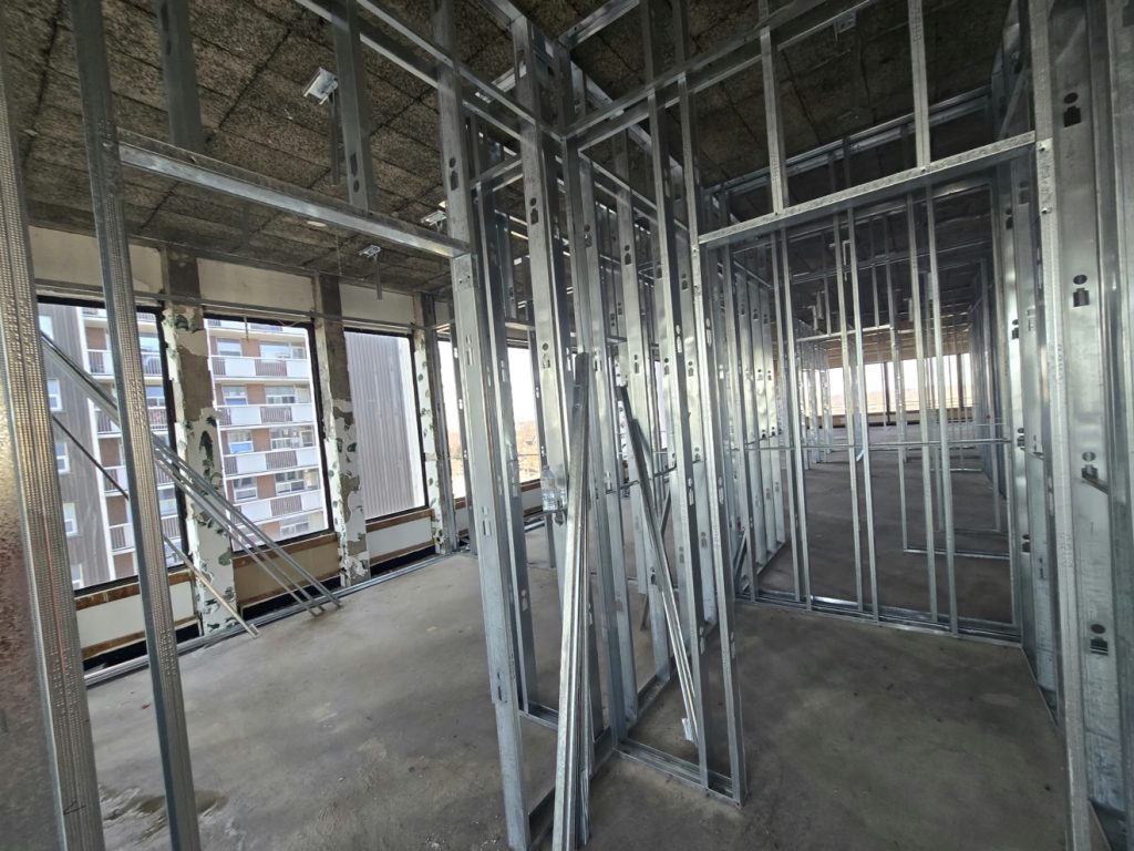 Steel stud framing with ceiling hangers — Rouge Home Development Inc., GTA
