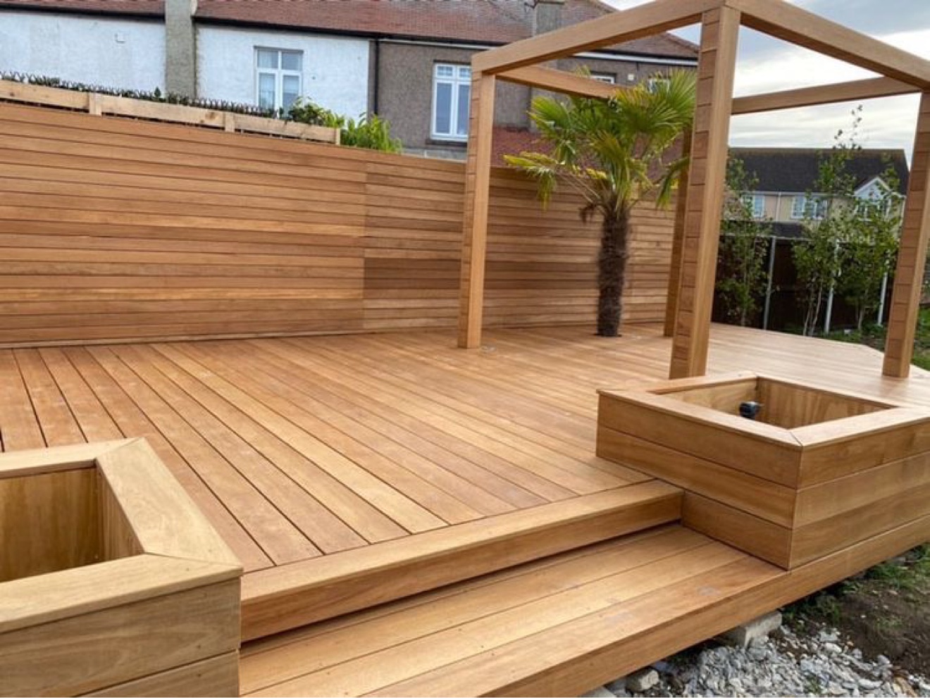 Cedar pergola frame under construction — Rouge Home Development Inc., GTA