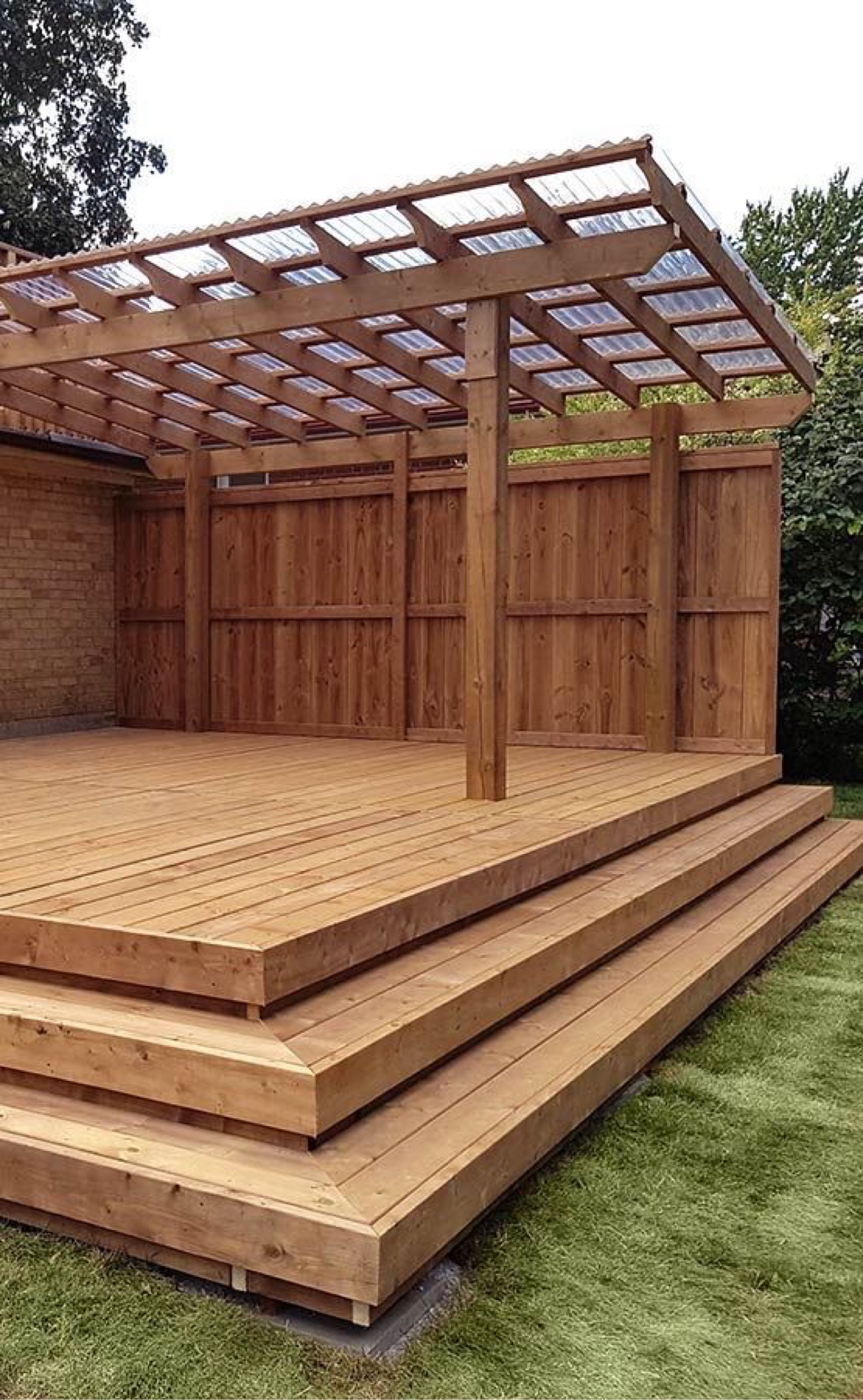 Pergola with clear roof panels — Rouge Home Development Inc., GTA